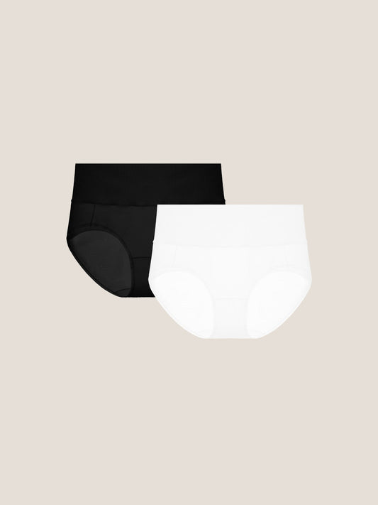 Pure Cotton Wide Elastic Band High-Waisted Brief (2-Pack)